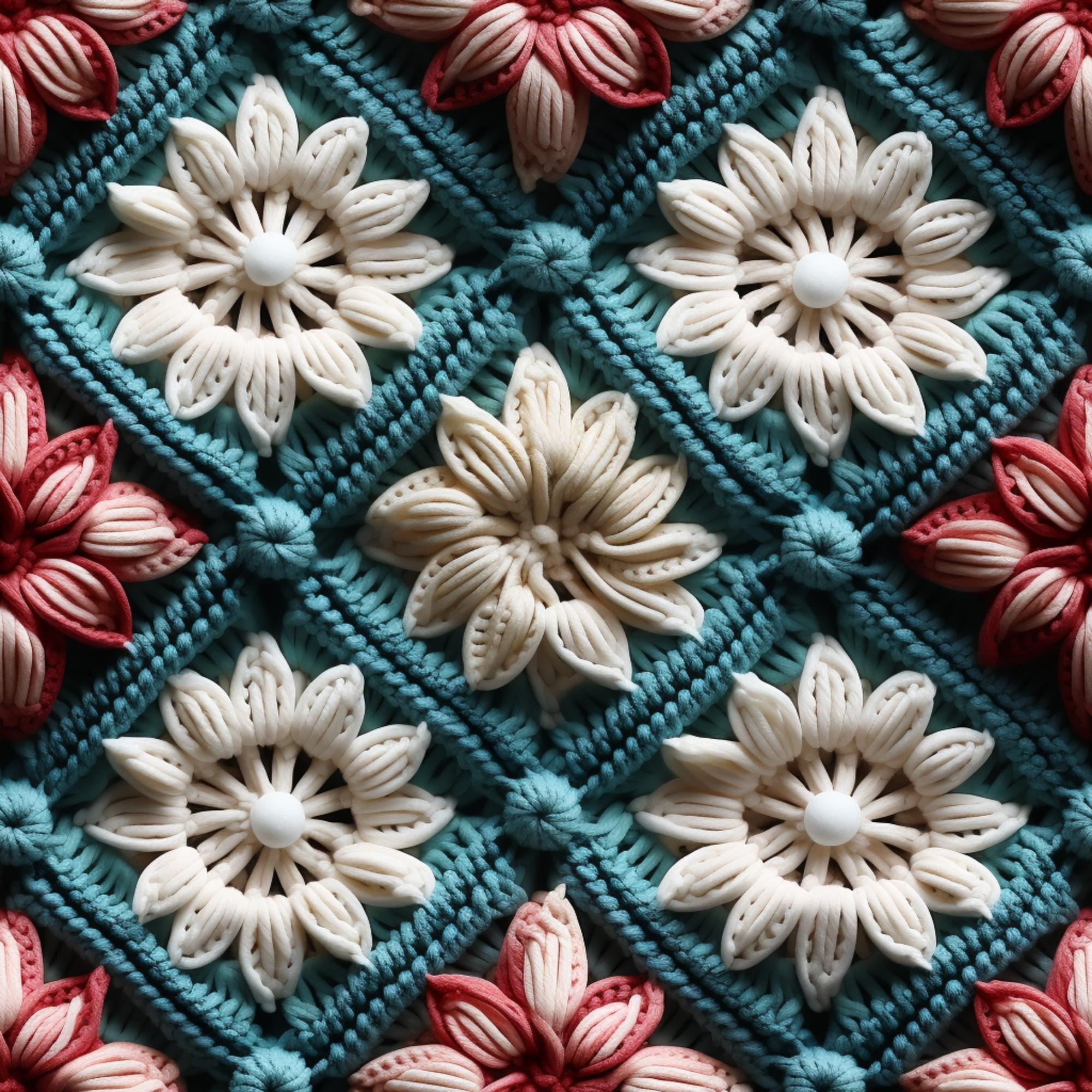 Close-up of geometric stitch repeat