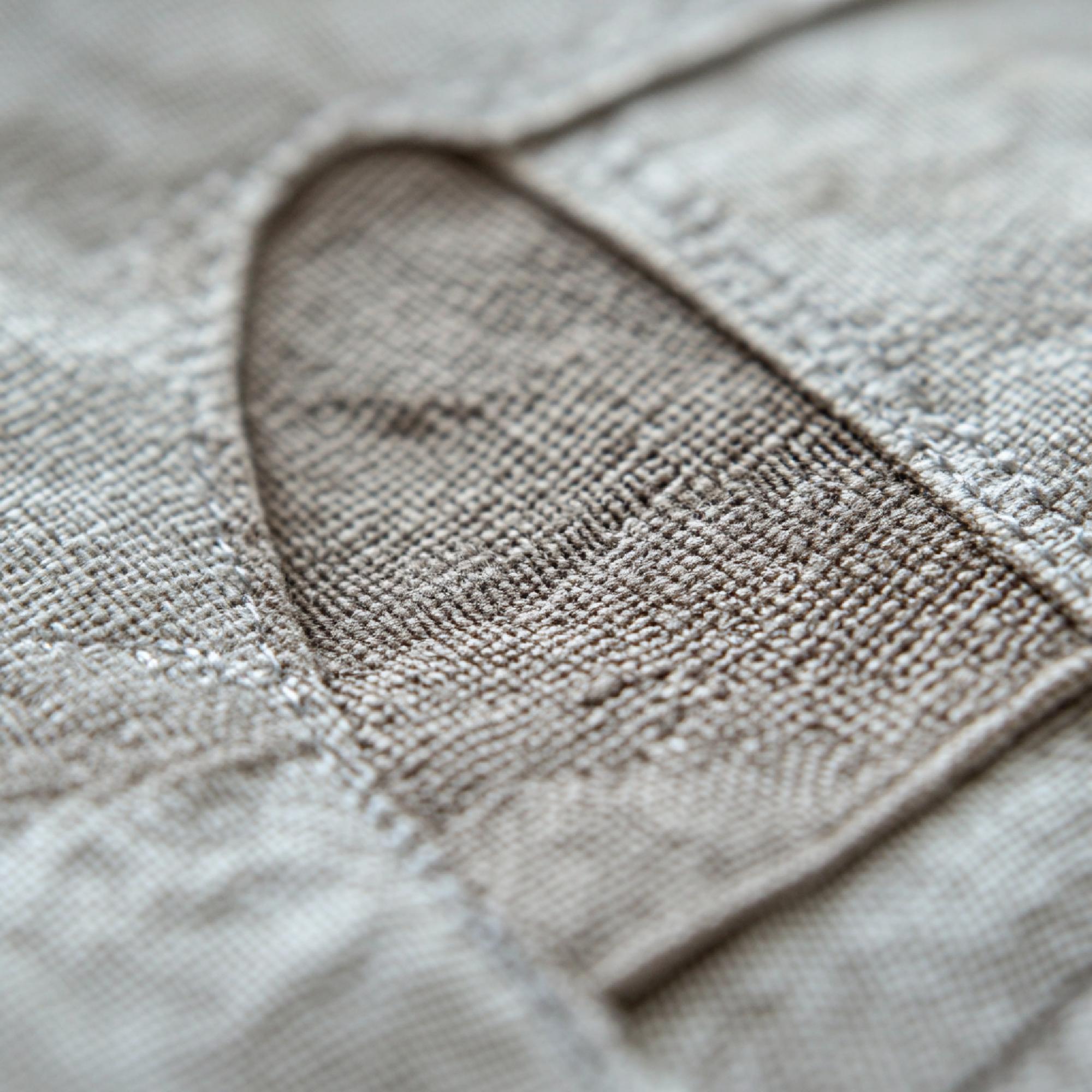 Close-up of modern embroidered pattern on linen